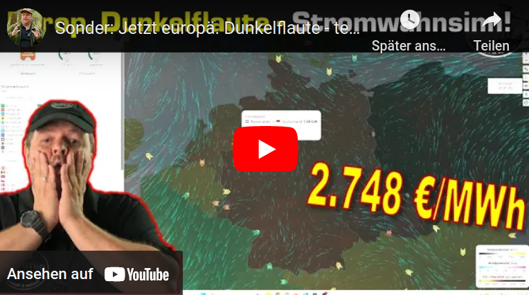Sonder: Jetzt europäischer Dunkelflaute - teuer, dreckig und Gefährlich